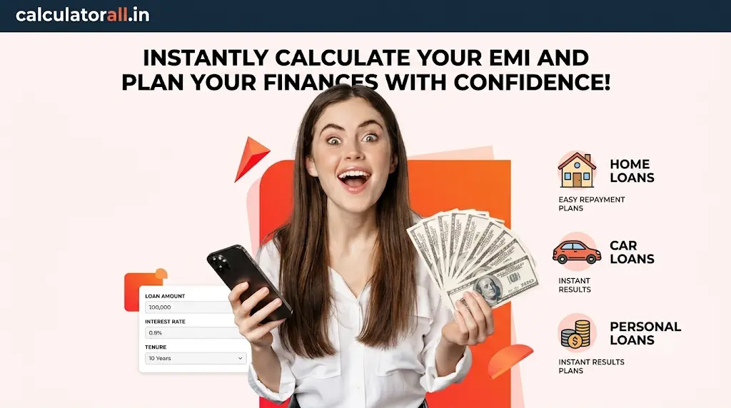 EMI calculator to calculate monthly loan payments for home, car and personal loans